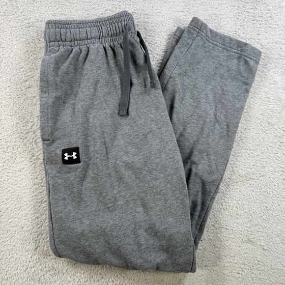 Under Armour Sweatpants Mens Medium Grey Fleece Loose Drawstring Pocket Coldgear - Picture 1 of 8